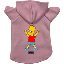 Mey İthalat Kapişonlu Polar Sweatshirt Köpek ve Kedi Kıyafeti & Elbisesi Pembe Bart Simpson M