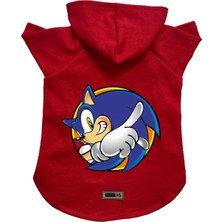 Mey İthalat Kapişonlu Polar Sweatshirt Köpek ve Kedi Kıyafeti & Elbisesi Kırmızı Sonic Xs