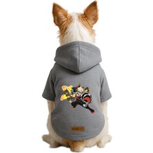 Mey İthalat Baskılı Içi Polarlı Köpek ve Kedi Kıyafeti & Elbisesi - Gri Renk Kapüşonlu Hoodie B1144, Xl