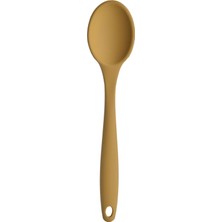 Mey İthalat Silikon Servis ve Yemek Hazırlama Kaşığı, Yumuşak Uç, Komple Silikon, 27 Cm, Sarı Kaşık, Yanmaz Yapışmaz, Tencere Çizmez, 1 Adet