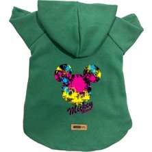 Mey İthalat Kapişonlu Polar Sweatshirt Köpek ve Kedi Kıyafeti & Elbisesi Yeşil Yeni Mickey Mouse 2 S
