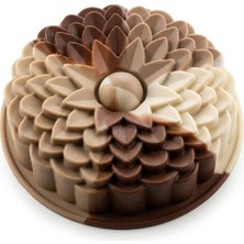 Mey İthalat Deconox Klasik Dilimli Çiçek Tasarımlı Silikon Kek Kalıbı - Yapışmaz ve Esnek Pasta Kalıbı (22X5 Cm, 1 Adet)