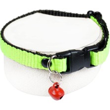 Mey İthalat Neon Zilli Kedi Tasması Fıstık Yeşili Boyun Tasma Ayarlı