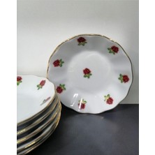 Mey İthalat Porland Porselen 12 cm Kırmızı Gül 12'li Çay Tabak 8697635562138