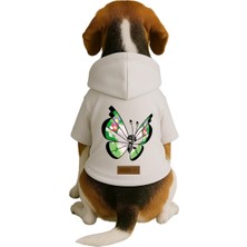 Mey İthalat Baskılı Içi Polarlı Köpek ve Kedi Kıyafeti & Elbisesi - Beyaz Renk Kapüşonlu Hoodie B98A7, 6xl