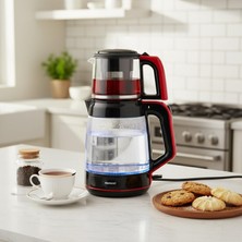Mey İthalat Homend Infinity Xl 1764H Cam Çay Makinesi Siyah Kırmızı