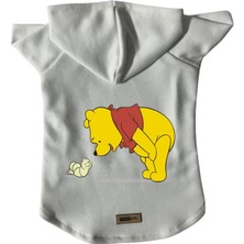 Mey İthalat Kapişonlu Polar Sweatshirt Köpek ve Kedi Kıyafeti & Elbisesi Beyaz Winnie The Pooh Xl