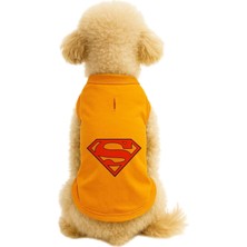 Mey İthalat Kedi ve Köpek Kıyafeti & Elbisesi Turuncu Superman Atlet S