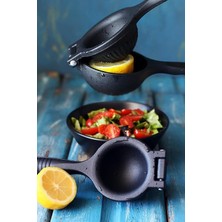 Mey İthalat Duffa Pratik Kollu Limon Sıkacağı - Çekirdek Tutuculu Manuel Narenciye Sıkma Presi, Ergonomik El Tipi Limon ve Mandalina Sıkacağı (Siyah)