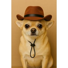 Mey İthalat Kedi ve Küçük Irk Köpek Kovboy Şapkası, Keçe Malzeme, Unisex, Ayarlanabilir Lastikli Askı, Özel Günler ve Fotoğraf Çekimleri Için