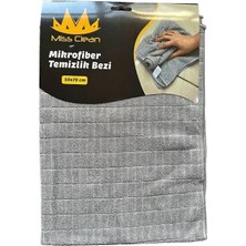 Mey İthalat Miss Clean Mikrofiber Kareli Yüzey Cam Temizlik Bezi 50X70 cm Süper Emici - 320 Gr. - Gri - 1 Adet Gri