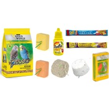 Mey İthalat Gold Wings Kuş Ihtiyaç Seti (Muhabbet Yemi, Ballı ve Meyveli Kraker,gaga Taşı,portakallı ve Muzlu Enerji Blok,mineral Blok,kalsiyum Blok,vitamin