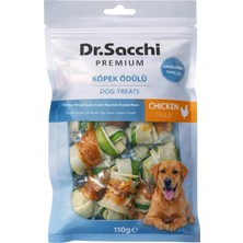 Mey İthalat Dr.sacchi Premium Tavuk Sargılı Çift Renkli Sığır Derisi Düğüm Kemik Tahılsız Köpek Ödülü 2“ 13-15 gr 8'li