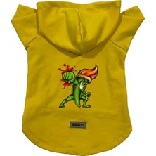Mey İthalat Kapişonlu Polar Sweatshirt Köpek ve Kedi Kıyafeti & Elbisesi Sarı Brush Fighter Xs