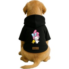 Mey İthalat Baskılı Içi Polarlı Köpek ve Kedi Kıyafeti & Elbisesi - Siyah Renk Kapüşonlu Hoodie B69D4 Xs