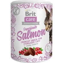 Mey İthalat Brit Care Superfruits Crunchy Snack, Süper Besinli ( Kızılcık ve Kuşburnu), Tahılsız, Somon Balıklı, Kıtır Kısırlaştırılmış Kedi Ödülü, 100 G