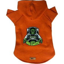 Mey İthalat Kapişonlu Polar Sweatshirt Köpek ve Kedi Kıyafeti & Elbisesi Turuncu Astronot Frankenstein M