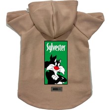 Mey İthalat Kapişonlu Polar Sweatshirt Köpek ve Kedi Kıyafeti & Elbisesi Bej Sylvester Xs