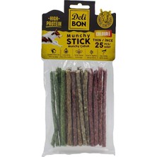 Mey İthalat Doggie Delibon Deriden Munchy Çubuk Karışık Renk, THINX25PCS, Çok Renkli