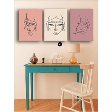 Mey İthalat Postermanya (PSTER94) Soyut Kadın Yüzleri-1 Üçlü Kanvas Tablo Seti, Premium 3'lü Canvas, 3 Parçalı Duvar Tablosu 30 x 40