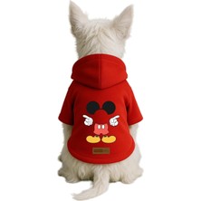 Mey İthalat Baskılı Içi Polarlı Köpek ve Kedi Kıyafeti & Elbisesi - Kırmızı Renk Kapüşonlu Hoodie B14E6 S
