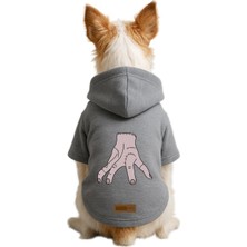 Mey İthalat Baskılı Içi Polarlı Köpek ve Kedi Kıyafeti & Elbisesi - Gri Renk Kapüşonlu Hoodie B42CC, 2xl