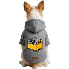 Mey İthalat Baskılı Içi Polarlı Köpek ve Kedi Kıyafeti & Elbisesi - Gri Renk Kapüşonlu Hoodie B439B, 5xl