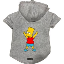 Mey İthalat Kapişonlu Polar Sweatshirt Köpek ve Kedi Kıyafeti & Elbisesi Gri Bart Simpson Xl