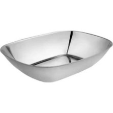 Mey İthalat Paslanmaz Çelik Kayık Tabak Kase, 18/10-304 ÇELIK,17X12 Cm, Gümüş, Çerezlik, Meze ve Salata Sunumu, 1 Adet