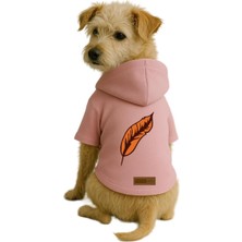 Mey İthalat Baskılı Içi Polarlı Köpek ve Kedi Kıyafeti & Elbisesi - Pembe Renk Kapüşonlu Hoodie B1627 4xl