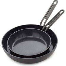 Mey İthalat Greenpan Stanley Tucci Milano Seramik Kızartma Tavası 2'li Set 20CM 26CM Siyah