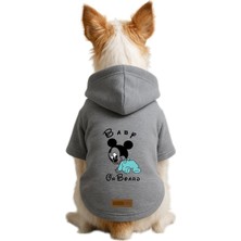 Mey İthalat Baskılı Içi Polarlı Köpek ve Kedi Kıyafeti & Elbisesi - Gri Renk Kapüşonlu Hoodie B314D, 4xl