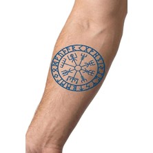 Mey İthalat Viking Sembolü Yarı Kalıcı El Boyun Bilek Için Aylık Geçici Dövme 12X7 cm