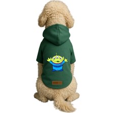Mey İthalat Baskılı Içi Polarlı Köpek ve Kedi Kıyafeti & Elbisesi - Yeşil Renk Kapüşonlu Hoodie B51FF, 6xl