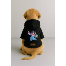 Mey İthalat Baskılı Içi Polarlı Köpek ve Kedi Kıyafeti & Elbisesi - Siyah Renk Kapüşonlu Hoodie BB21D M