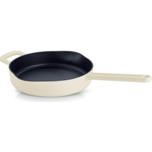 Mey İthalat Fissler Moments Koleksiyonu/emaye Döküm Demir Kızartma Tavası (Ø 26 Cm) Yapışmaz Yüksek Kenar, Dökme Ağızlı, Asma Halkalı Pfas/ptfe Içermeyen Indüksiyon - Fildişi Beyazı