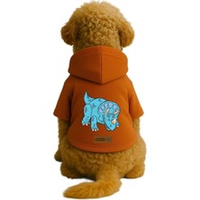 Mey İthalat Baskılı Içi Polarlı Köpek ve Kedi Kıyafeti & Elbisesi - Turuncu Renk Kapüşonlu Hoodie Bfee2, L