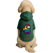 Mey İthalat Baskılı Içi Polarlı Köpek ve Kedi Kıyafeti & Elbisesi - Yeşil Renk Kapüşonlu Hoodie B4175, 5xl