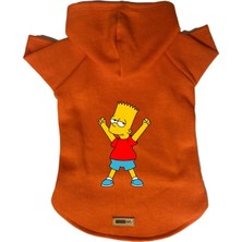 Mey İthalat Kapişonlu Polar Sweatshirt Köpek ve Kedi Kıyafeti & Elbisesi Turuncu Bart Simpson M