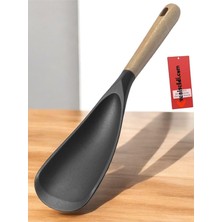 Mey İthalat Yenigeldi 1ADET Silikon Kaşık (2si 1 Arada) Spatula Yapışmaz,siyah