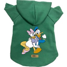 Mey İthalat Kapişonlu Polar Sweatshirt Köpek ve Kedi Kıyafeti & Elbisesi Yeşil Deysi Donald M