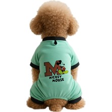 Mey İthalat Kedi ve Köpek Kıyafeti & Elbisesi Mint 4 Bacak Tulum Mickey Mouse Yeşil L