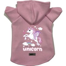 Mey İthalat Kapişonlu Polar Sweatshirt Köpek ve Kedi Kıyafeti & Elbisesi - Pembe Unicorn M Beden