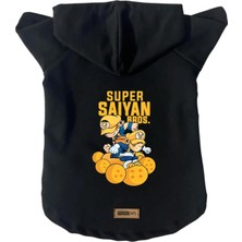 Mey İthalat Kapişonlu Polar Sweatshirt Köpek ve Kedi Kıyafeti & Elbisesi Siyah Goku Vegeta Xs