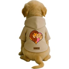 Mey İthalat Baskılı Içi Polarlı Köpek ve Kedi Kıyafeti & Elbisesi - Bej Renk Kapüşonlu Hoodie B752E 4xl
