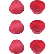 Mey İthalat Kırmızı Silikon Mini Brownie ve Muffin Kalıbı, 7x3 Cm, Cupcake Kalıbı, 6 Adet