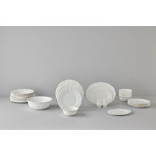 Mey İthalat Be Original Leila 30 Parça Bone China Porselen Yemek Takımı – 6 Kişilik, Modern Minimalist Tasarım