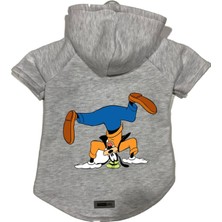 Mey İthalat Kapişonlu Polar Sweatshirt Köpek ve Kedi Kıyafeti & Elbisesi Gri Goofy Xl