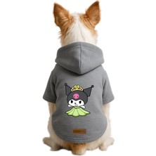 Mey İthalat Baskılı Içi Polarlı Köpek ve Kedi Kıyafeti & Elbisesi - Gri Renk Kapüşonlu Hoodie BC10D 5xl