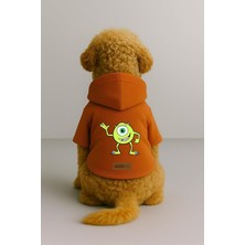 Mey İthalat Baskılı Içi Polarlı Köpek ve Kedi Kıyafeti & Elbisesi - Turuncu Renk Kapüşonlu Hoodie B7618 L